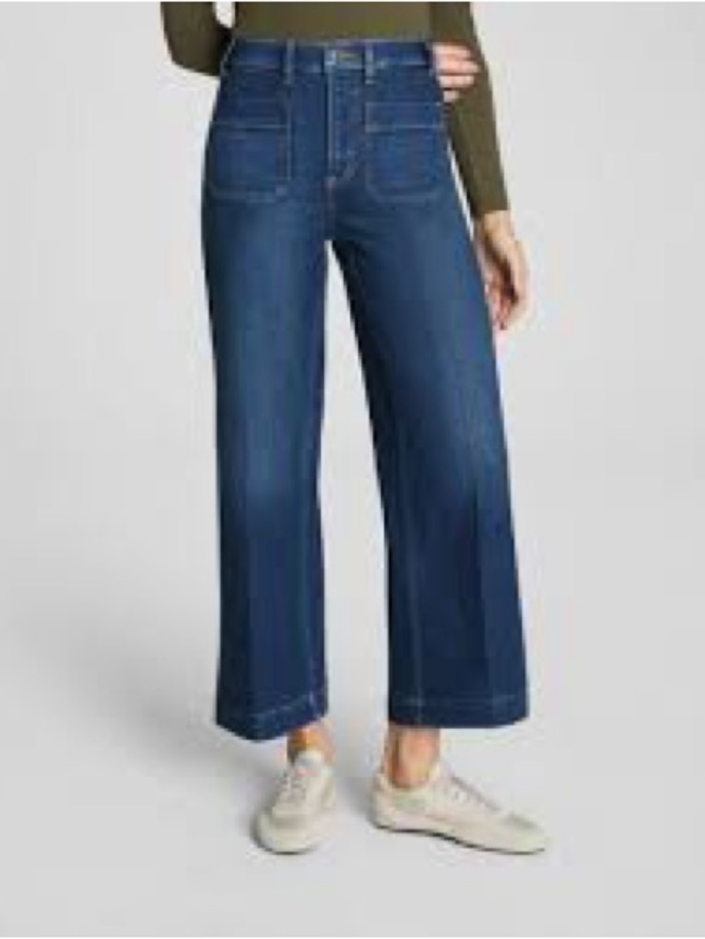 Spanx authentic 360 crop wide leg jeans patch pocket high-rise 2X and 3X